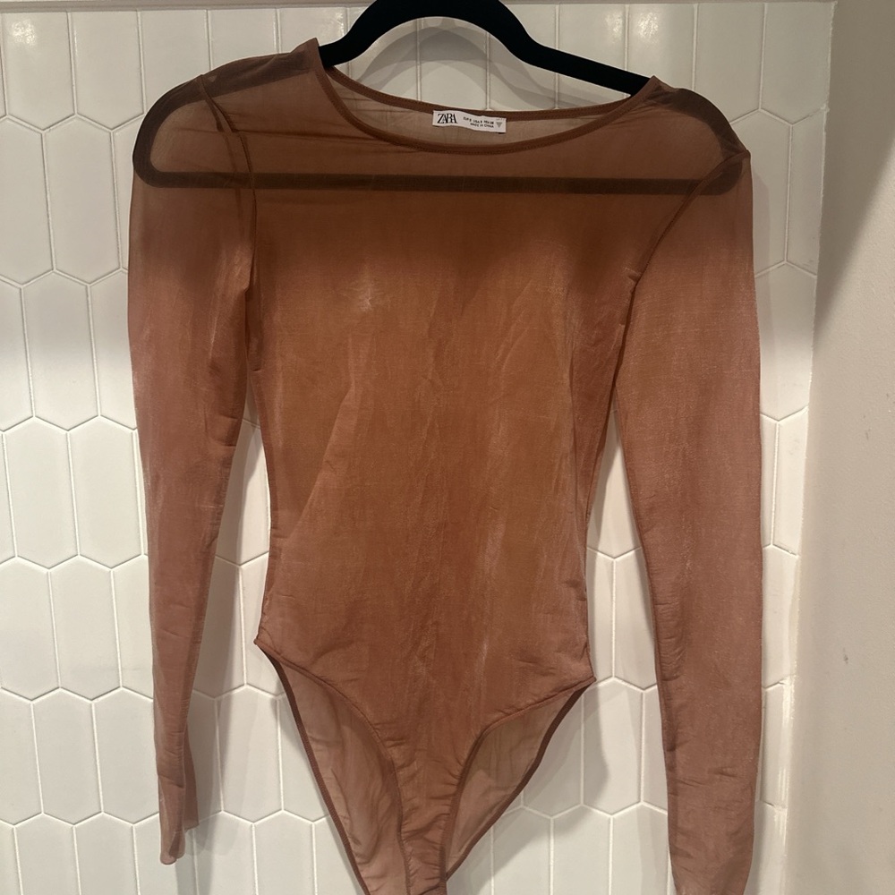 Zara Sheer Tan Bodysuit